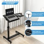 Height Adjustable Rolling Laptop Stand with Cup Holder