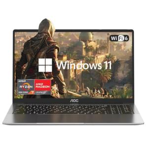 AOC Gaming Laptop with AMD Ryzen 7 5700U Processor(8C/16T, Up to 4.3GHz) 16.1“ FHD Display Laptop Computer with Backlit Keyboard, 16GB RAM 512GB NVMe SSD, WiFi 6, HDMI, USB3.2, Type-C, 53Wh Battery