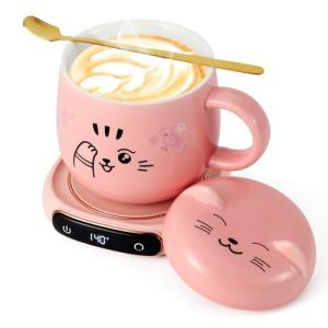 Bsigo Smart Coffee Mug Warmer & Cat Mug Set
