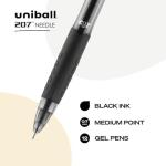 Black Retractable Gel Pens 12 Pack - Uni-Ball 207