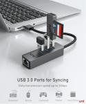 USB to Ethernet Adapter - 4-in-1 Hub