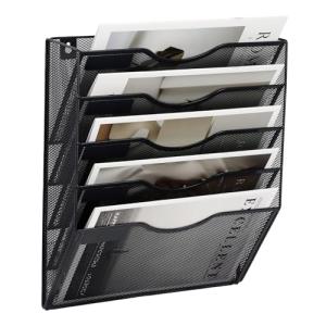 5 Pocket Wall-Mounted Mesh Organizer - Black
