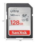 SanDisk 128GB Ultra SDXC Memory Card - 140MB/s