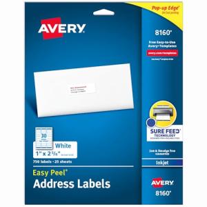 Avery Easy Peel 1" x 2-5/8" Address Labels, 750 Pack
