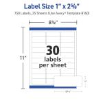Avery Easy Peel 1" x 2-5/8" Address Labels, 750 Pack