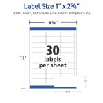 Avery 5160 White Self-Adhesive Address Labels