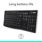 Logitech K270 Wireless Keyboard for Windows, 2.4 GHz Wireless, Full-Size, Number Pad, 8 Multimedia Keys, 2-Year Battery Life, Compatible with PC, Laptop, Black