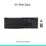 Logitech K270 Wireless Keyboard for Windows, 2.4 GHz Wireless, Full-Size, Number Pad, 8 Multimedia Keys, 2-Year Battery Life, Compatible with PC, Laptop, Black