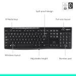 Logitech K270 Wireless Keyboard for Windows, 2.4 GHz Wireless, Full-Size, Number Pad, 8 Multimedia Keys, 2-Year Battery Life, Compatible with PC, Laptop, Black