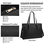 Waterproof Leather Laptop Tote for Women 15.6