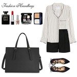 Waterproof Leather Laptop Tote for Women 15.6