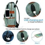 Vintage Slim Laptop Backpack with USB Charging Port
