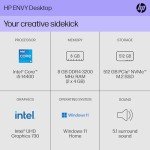 HP Envy Desktop PC, Intel i5, 8GB RAM, 512GB SSD