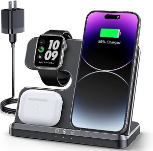 JARGOU 3-in-1 Wireless Charging Station for Apple