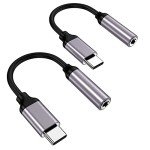 USB Type-C to 3.5mm Headphone Adapter - 2 Pack