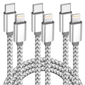 3-Pack 6FT MFi Certified USB-C to Lightning Cable