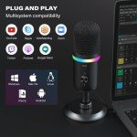 WMT USB Condenser Microphone with RGB Lighting