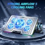 LIANGSTAR RGB Laptop Cooler with 5 Quiet Fans