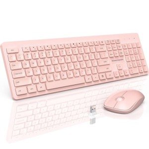 Pink Wireless Keyboard and Mouse Combo Set
