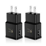 Adaptive Fast Charging USB Wall Charger Adapter Compatible Samsung Galaxy S21 S20 S10 S6 S7 S8 S9 / Edge/Plus/Active, Note 5 8, Note 9, Note 10, LG Quick Charge, Android Phone Travel Plug (2 Pack)