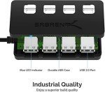 SABRENT 4-Port USB 2.0 Hub with Power Switches