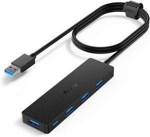 Aceele 4-Port USB 3.0 Hub with 4ft Cable