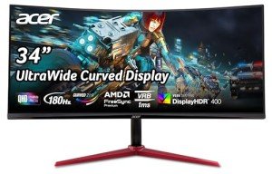 Acer Nitro 34" Curved Gaming Monitor, 180Hz