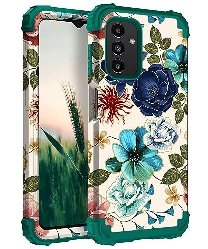 Galaxy A13 5G Heavy Duty Protective Case - Teal Flowers