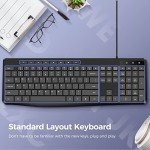 Quiet Multimedia USB Wired Keyboard with Chiclet Keys
