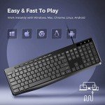 Quiet Multimedia USB Wired Keyboard with Chiclet Keys
