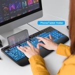 SABLUTE Backlit Wired USB Computer Keyboard with Phone Holder