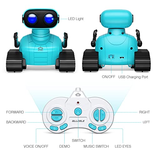 Blue RC Robot Toy with Music & LED Eyes