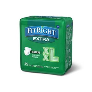 Medline FitRight OptiFit Extra Adult Briefs, Incontinence Diapers with Tabs, Moderate Absorbency, 2XL, 60 to 70", 20 Count