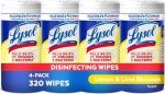 Lysol Antibacterial Disinfectant Wipes, Lemon Lime, 4-Pack