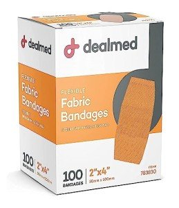 Flexible Adhesive Bandages, Latex Free, 2" x 4