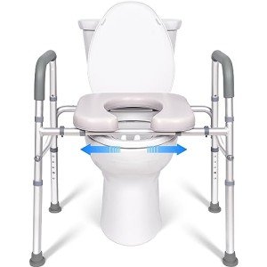 Adjustable Raised Toilet Seat with Handles for Seniors