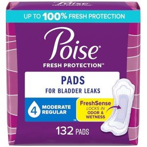 Poise Moderate Absorbency Incontinence Pads, 132 Count