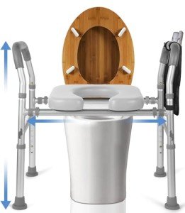 Adjustable Raised Toilet Seat with Padded Handles
