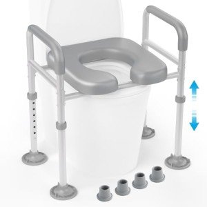 Adjustable Raised Toilet Seat with Padded Handles