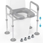 Adjustable Raised Toilet Seat with Padded Handles
