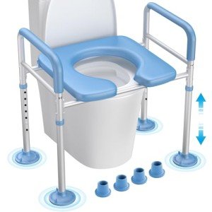 Adjustable Raised Toilet Seat with Handles and Padding