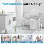 Adjustable Raised Toilet Seat with Padded Handles