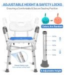 Tocebe Adjustable Shower Chair with Backrest and Armrests