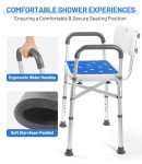 Tocebe Adjustable Shower Chair with Backrest and Armrests