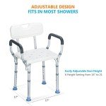 OasisSpace Heavy Duty Adjustable Shower Chair with Arms