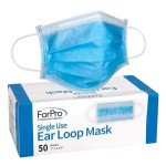 ForPro 3-Ply Disposable Ear Loop Face Masks - 50 Count