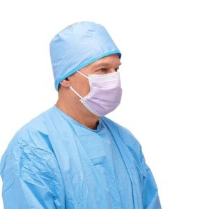 Medline Fluid-Resistant Purple Face Masks, 300 Pack