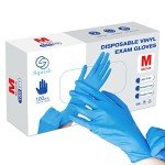 Squish Blue Vinyl Exam Gloves, Powder Free, 100 Pack