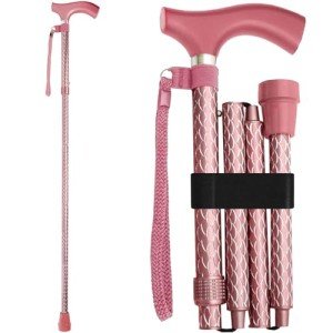 Adjustable Foldable Walking Cane with Engraved Rose Gold