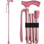 Adjustable Foldable Walking Cane with Engraved Rose Gold